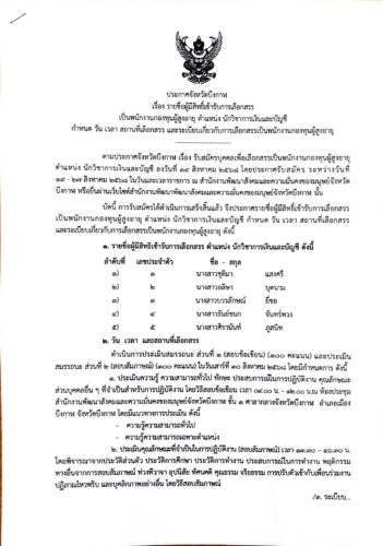 📝ประกาศ📣รายชื่อผู้มีสิทธิ์เข้ารับการเลือกสรรเป็น พนักงานกองทุนผู้สูงอายุ🧓ตำแหน่ง นักวิชาการเงินและบัญชี